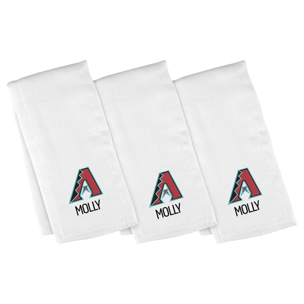 Infant White Arizona Diamondbacks Personalized Burp Cloth Three-Pack