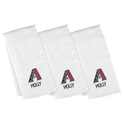 Infant White Arizona Diamondbacks Personalized Burp Cloth Three-Pack