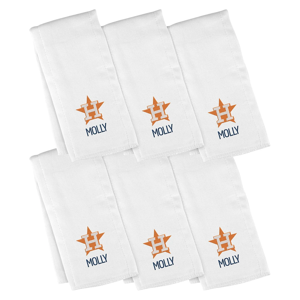 Infant White Houston Astros Personalized Burp Cloth 6-Pack