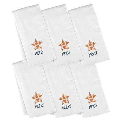 Infant White Houston Astros Personalized Burp Cloth 6-Pack