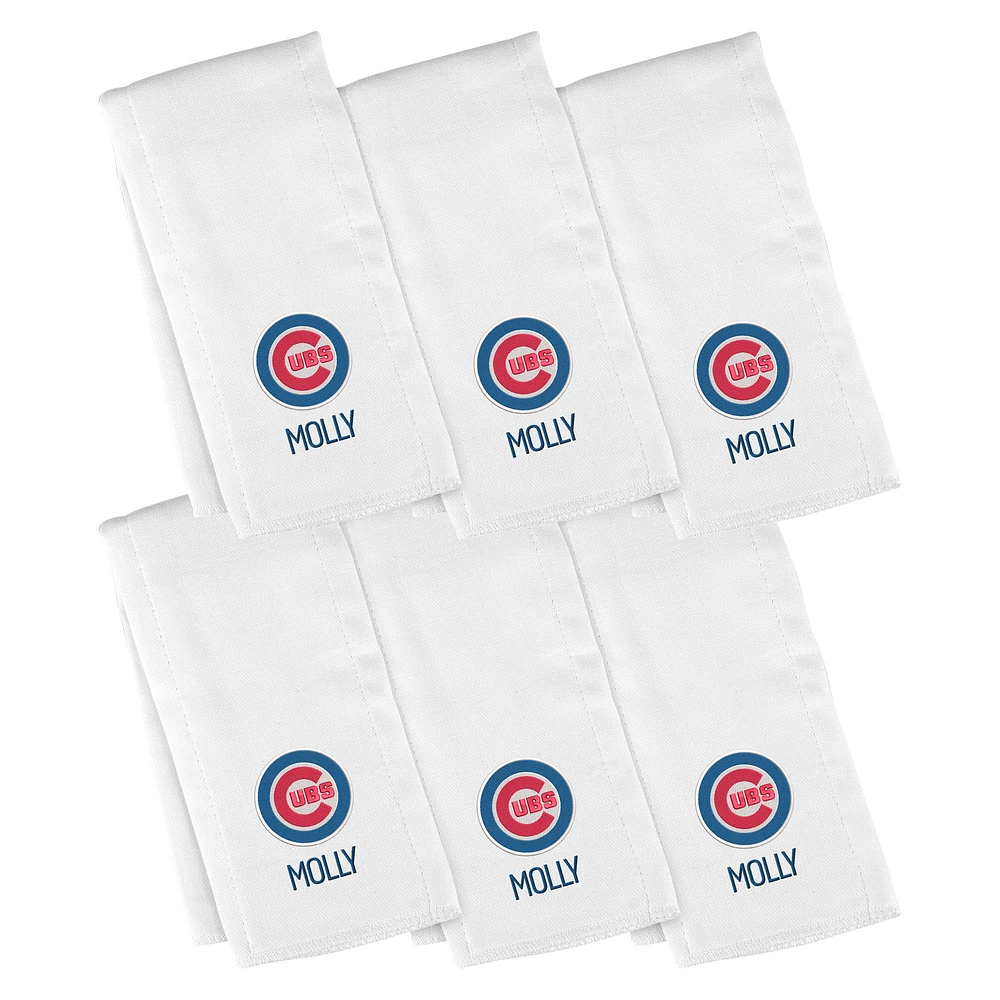 Infant White Chicago Cubs Personalized Burp Cloth 6-Pack