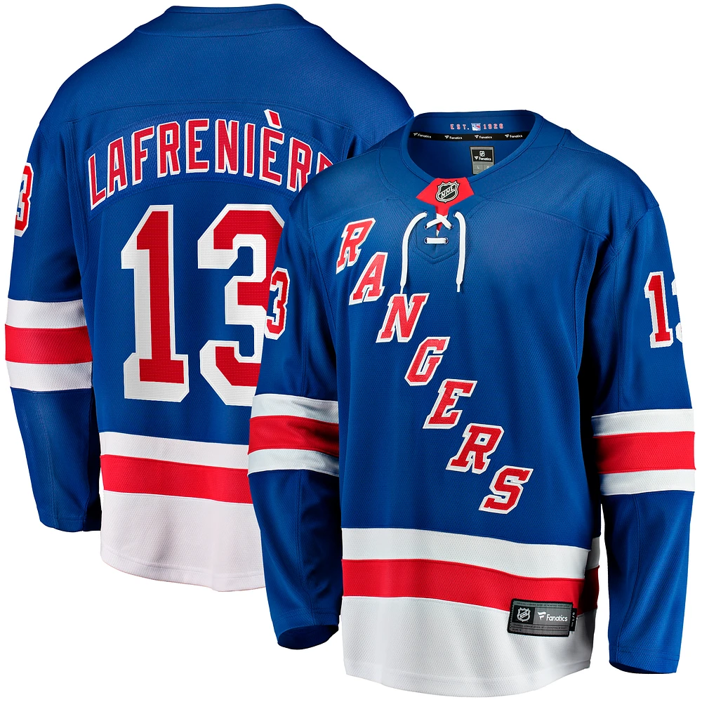 Men's Fanatics Alexis Lafreniere Blue New York Rangers Home Breakaway Jersey