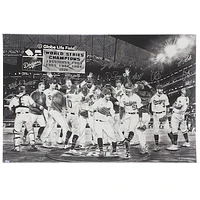Los Angeles Dodgers Autographed Stretched 27" x 40" 2020 MLB World Series Champions Canvas with at least 12 signatures - Art by Dave Hobrecht - Limited Edition of 20