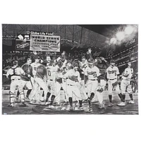 Los Angeles Dodgers Autographed Stretched 27" x 40" 2020 MLB World Series Champions Canvas with at least 12 signatures - Art by Dave Hobrecht - Limited Edition of 20