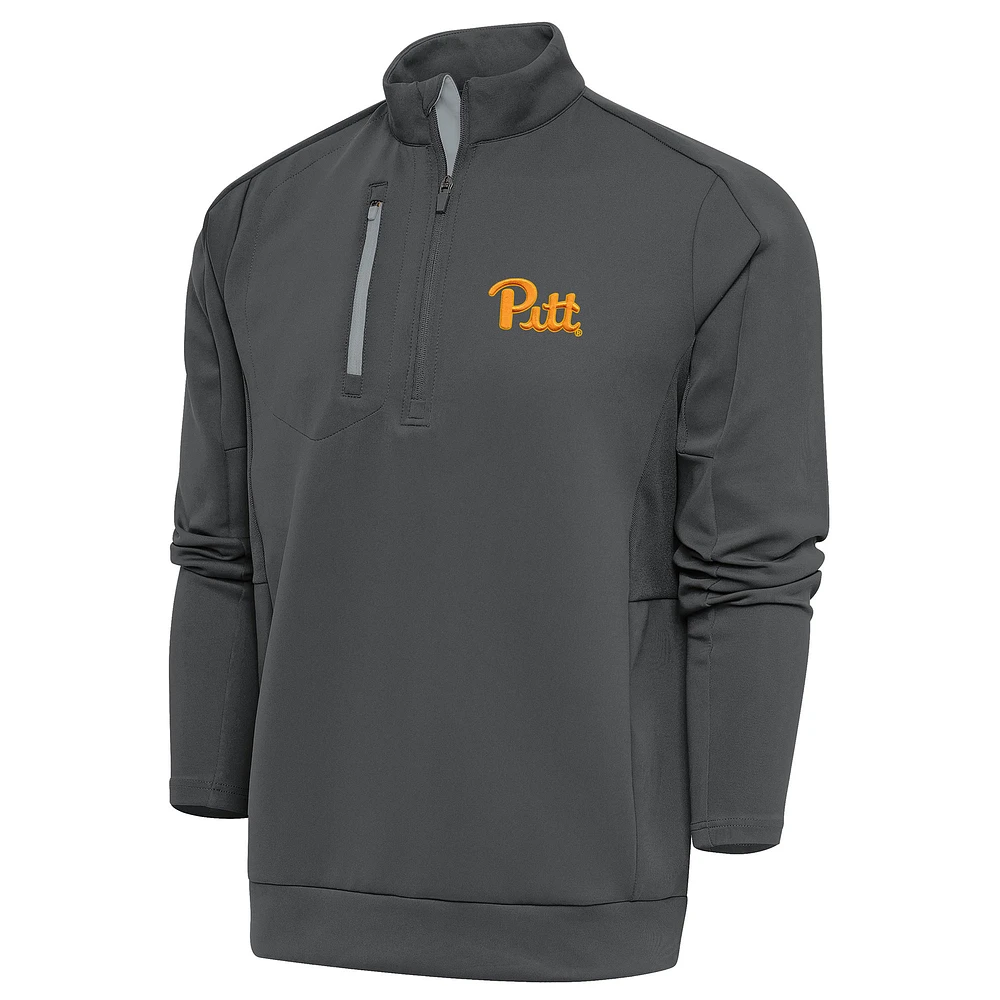 Men's Antigua Charcoal/Silver Pitt Panthers Generation Half-Zip Pullover Jacket