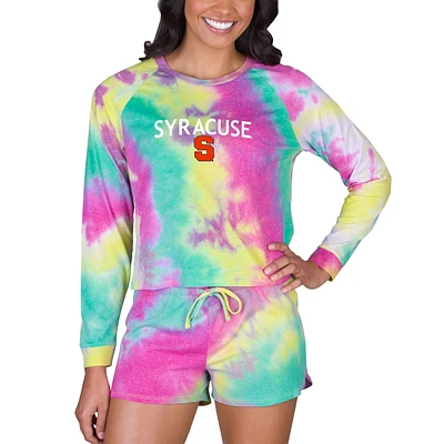Women's Concepts Sport Syracuse Orange Velodrome Tie-Dye Long Sleeve Top & Shorts Set