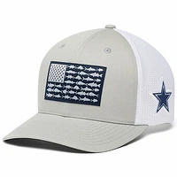 Men's Columbia Gray Dallas Cowboys PFG Mesh Fish Flag Flex Hat