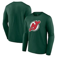 Men's Green New Jersey Devils Special Edition Primary Logo Long Sleeve T-Shirt