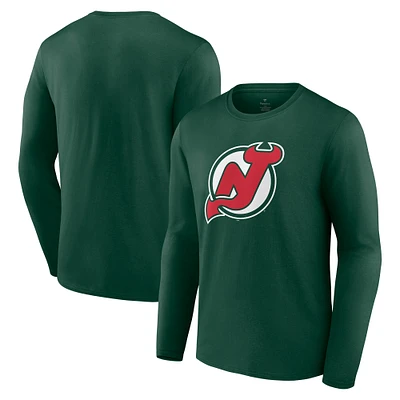 Men's Green New Jersey Devils Special Edition Primary Logo Long Sleeve T-Shirt