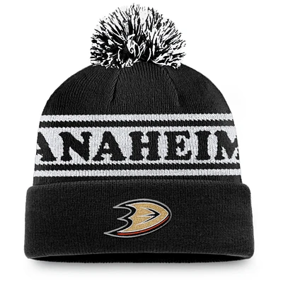 Men's Fanatics Black Anaheim Ducks Vintage Sport Resort Cuffed Knit Hat with Pom