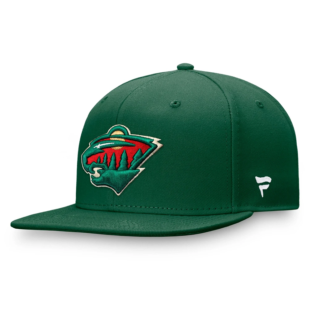 Men's Fanatics Green Minnesota Wild Core Primary Logo Snapback Hat