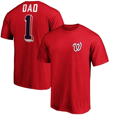 Men's Red Washington Nationals Number One Dad T-Shirt