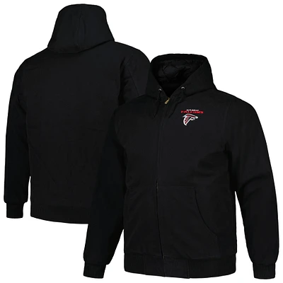 Men's Dunbrooke Black Atlanta Falcons Big & Tall Dakota Canvas Hoodie Full-Zip Jacket