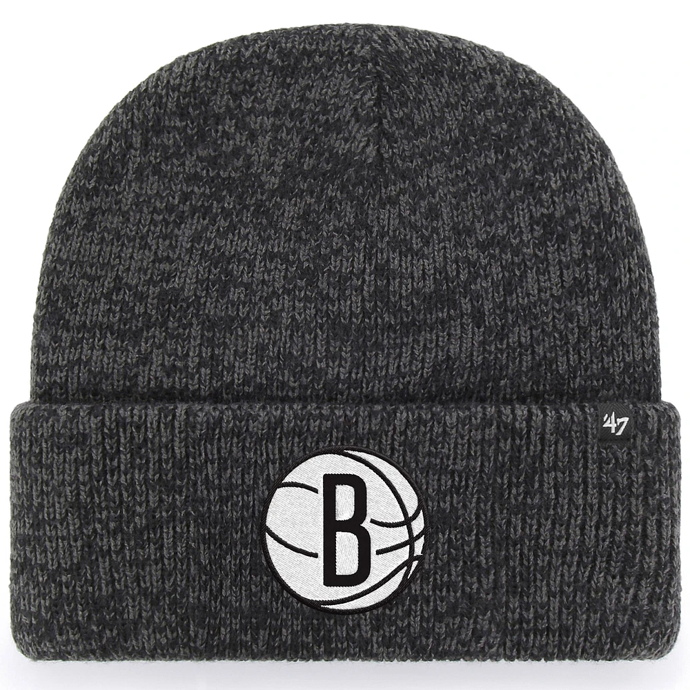 Men's '47 Black Brooklyn Nets Alternate Logo Brain Freeze Cuffed Knit Hat