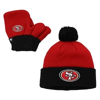 Toddler '47 Scarlet/Black San Francisco 49ers Bam Bam Cuffed Knit Hat with Pom and Mittens Set