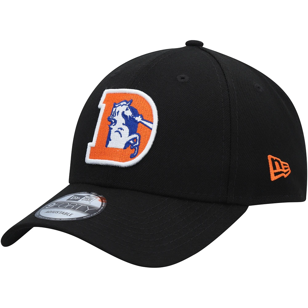 Men's New Era Black Denver Broncos Throwback The League 9FORTY Adjustable Hat