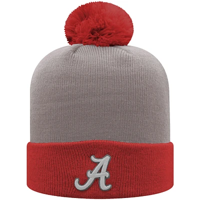 Men's Top of the World Crimson/Gray Alabama Crimson Tide Core 2-Tone Cuffed Knit Hat with Pom