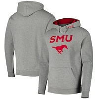 Men's Colosseum Heathered Gray SMU Mustangs Arch and Logo Pullover Hoodie