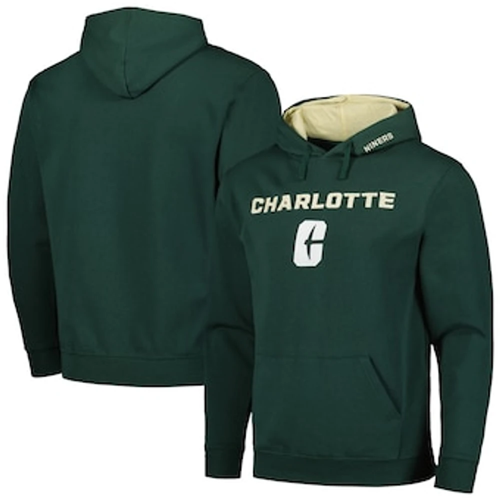 Men's Colosseum Green Charlotte 49ers Arch and Logo Pullover Hoodie