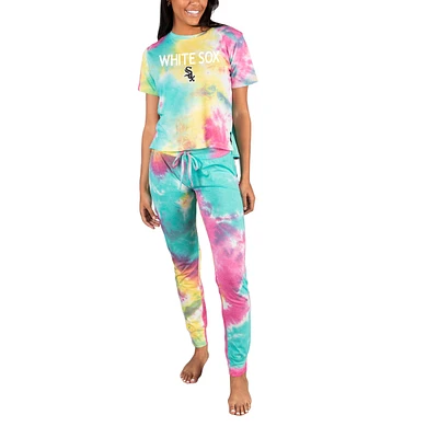 Women's Concepts Sport Chicago White Sox Velodrome Tie-Dye Top & Jogger Pants Set