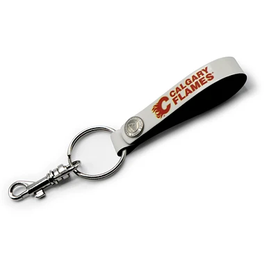 Calgary Flames Personalized Leather Loop Keychain
