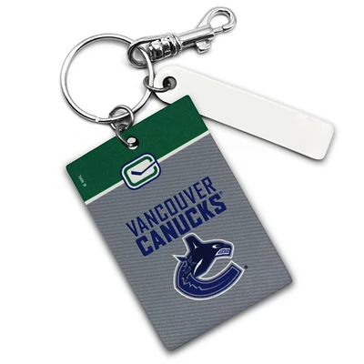 Vancouver Canucks Personalized Leather Rectangle Keychain