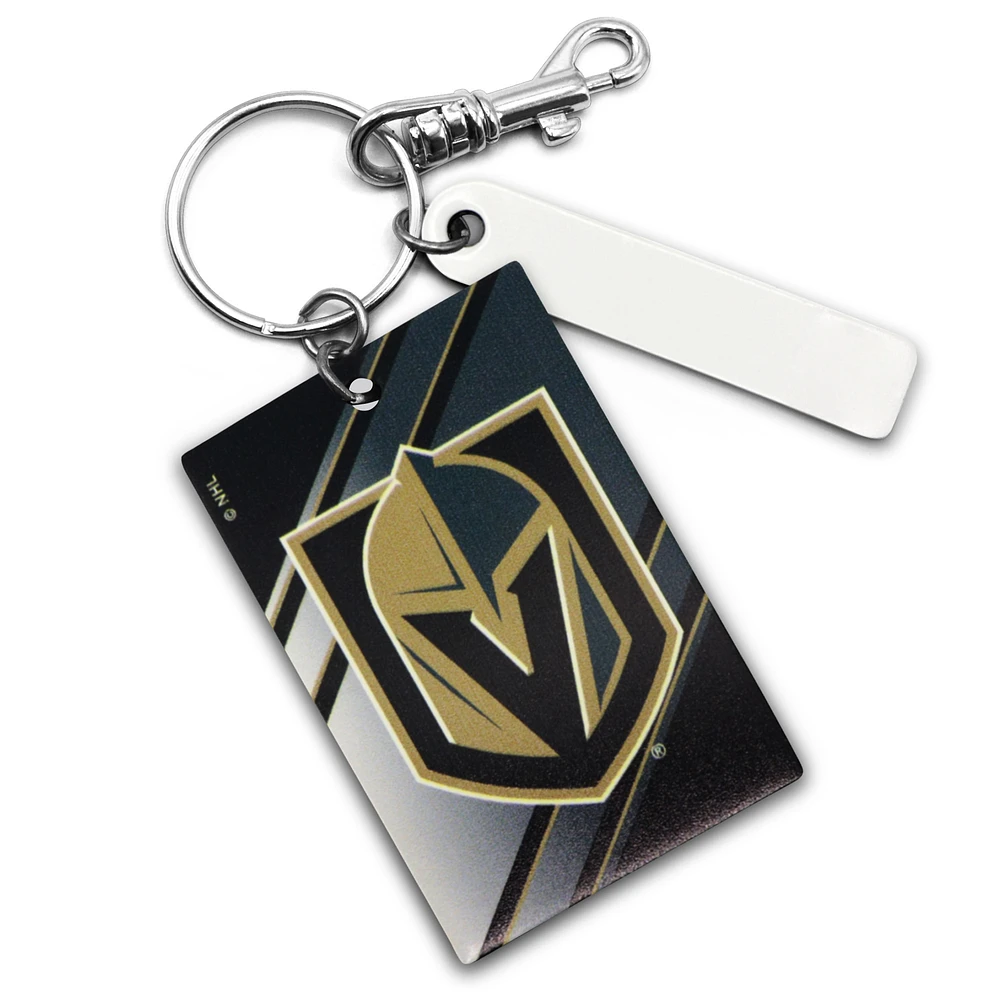Vegas Golden Knights Personalized Leather Rectangle Keychain