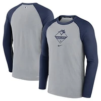 Men's Nike Gray/Navy Toronto Blue Jays Game Authentic Collection Performance Raglan Long Sleeve T-Shirt