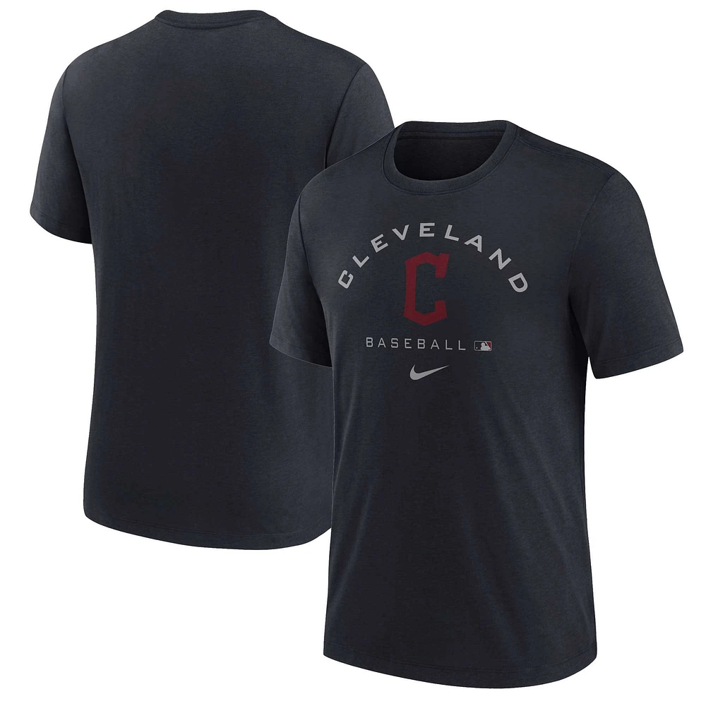 Men's Nike Black Cleveland Guardians Authentic Collection Tri-Blend Performance T-Shirt