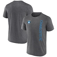 Men's Fanatics Heather Charcoal Charlotte FC Straited T-Shirt