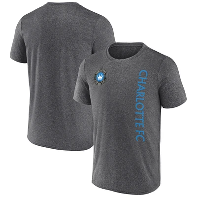 Men's Fanatics Heather Charcoal Charlotte FC Straited T-Shirt