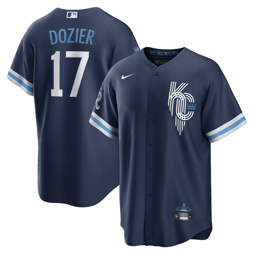 Men's Nike Hunter Dozier Navy Kansas City Royals City Connect Replica Player Jersey