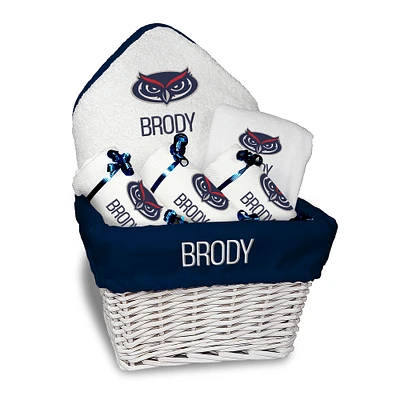 Infant White Florida Atlantic Owls Personalized Basket