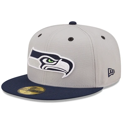 Men's New Era  Gray/Navy Seattle Seahawks Flipside 2Tone 59FIFTY Fitted Hat