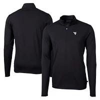 Men's Cutter & Buck Black West Virginia Mountaineers Virtue Eco Pique Recycled Quarter-Zip Jacket