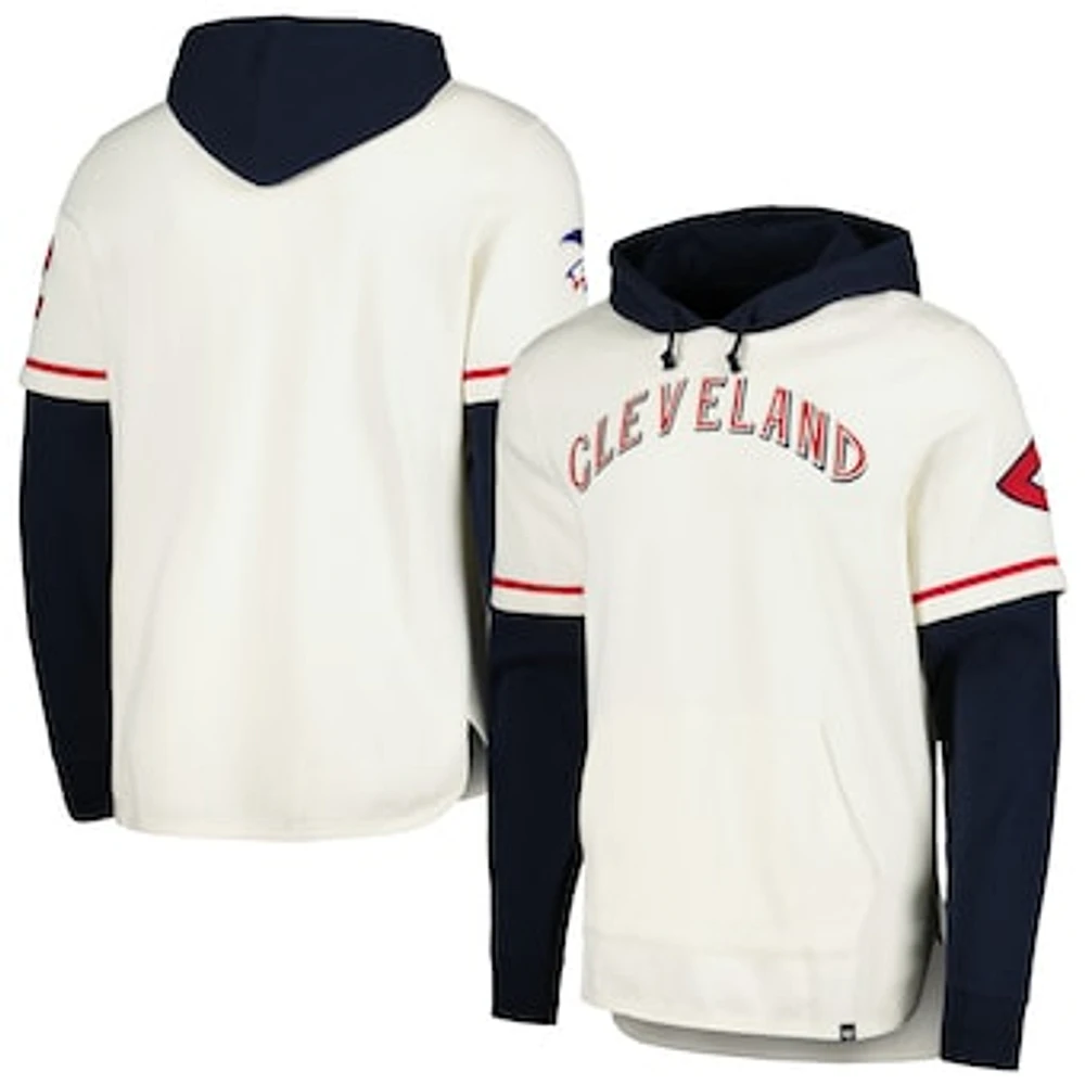 Men's '47 Cream Cleveland Indians Trifecta Shortstop Pullover Hoodie