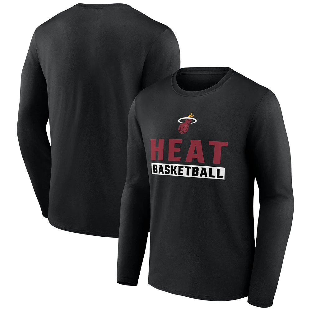 Men's Fanatics Black Miami Heat Let's Go Long Sleeve T-Shirt