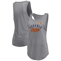 Women's Fanatics Heathered Gray Phoenix Suns Quality Time Open Scoop Neck Tri-Blend Tank Top