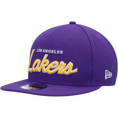 Men's New Era Purple Los Angeles Lakers Script Up 9FIFTY Snapback Hat