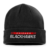 Men's Fanatics Black Chicago Blackhawks Authentic Pro Rink Cuffed Knit Hat