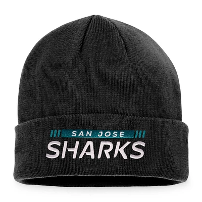 Men's Fanatics Black San Jose Sharks Authentic Pro Rink Cuffed Knit Hat