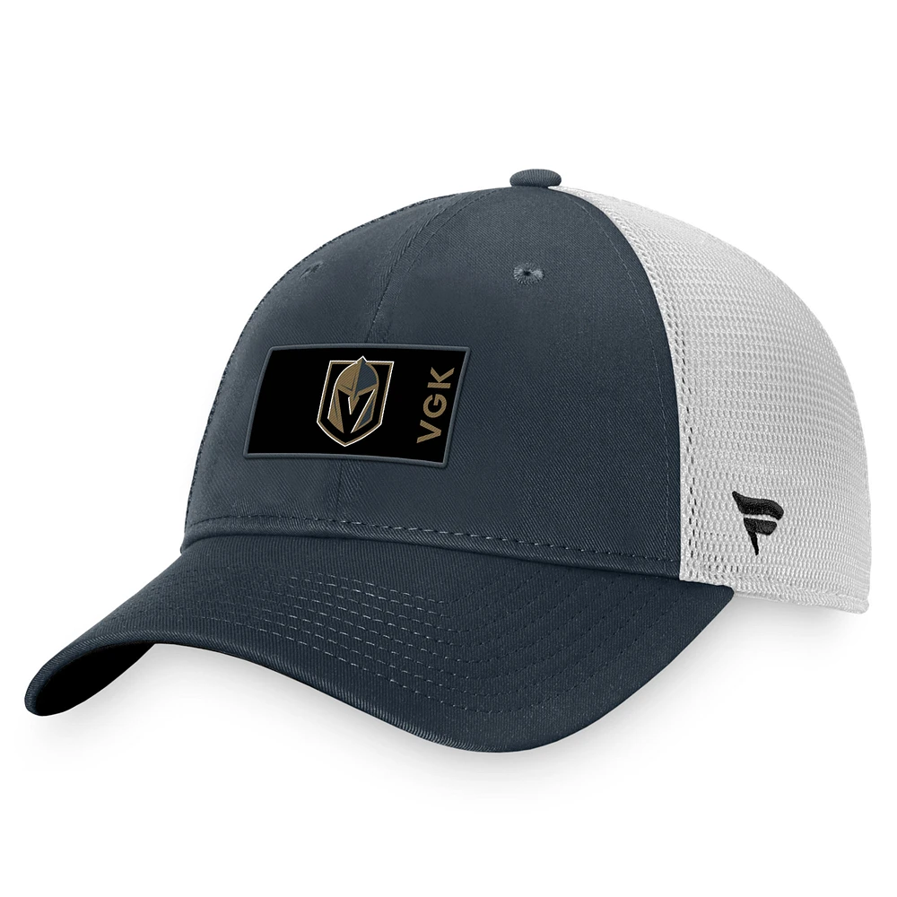 Men's Fanatics Charcoal/White Vegas Golden Knights Authentic Pro Rink Trucker Snapback Hat