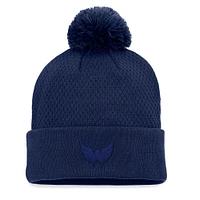 Women's Fanatics Navy Washington Capitals Authentic Pro Road Cuffed Knit Hat with Pom