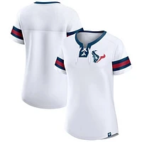 Women's Fanatics White Houston Texans Sunday Best Lace-Up T-Shirt