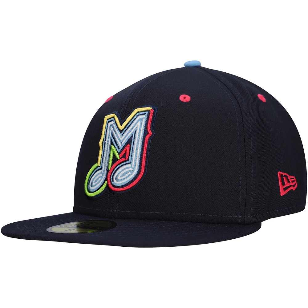 Men's New Era Navy Música de Memphis Copa De La Diversion 59FIFTY Fitted Hat