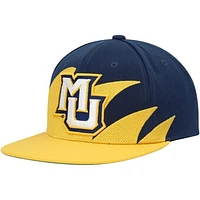 Men's Mitchell & Ness Gold/Navy Marquette Golden Eagles Sharktooth Snapback Hat