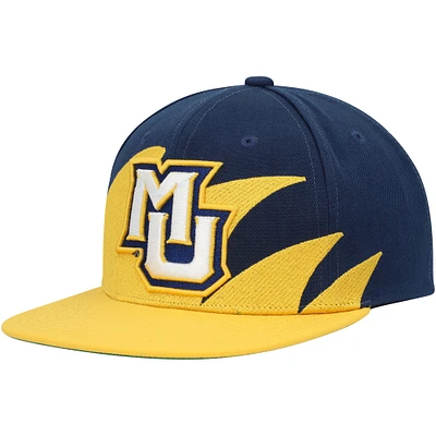 Men's Mitchell & Ness Gold/Navy Marquette Golden Eagles Sharktooth Snapback Hat