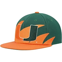 Men's Mitchell & Ness Orange/Green Miami Hurricanes Sharktooth Snapback Hat