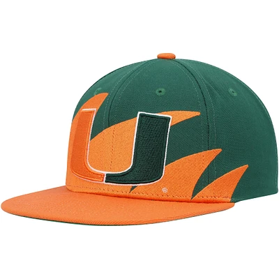 Men's Mitchell & Ness Orange/Green Miami Hurricanes Sharktooth Snapback Hat