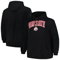 Men's Champion Black Ohio State Buckeyes Big & Tall Arch Over Logo Powerblend Pullover Hoodie